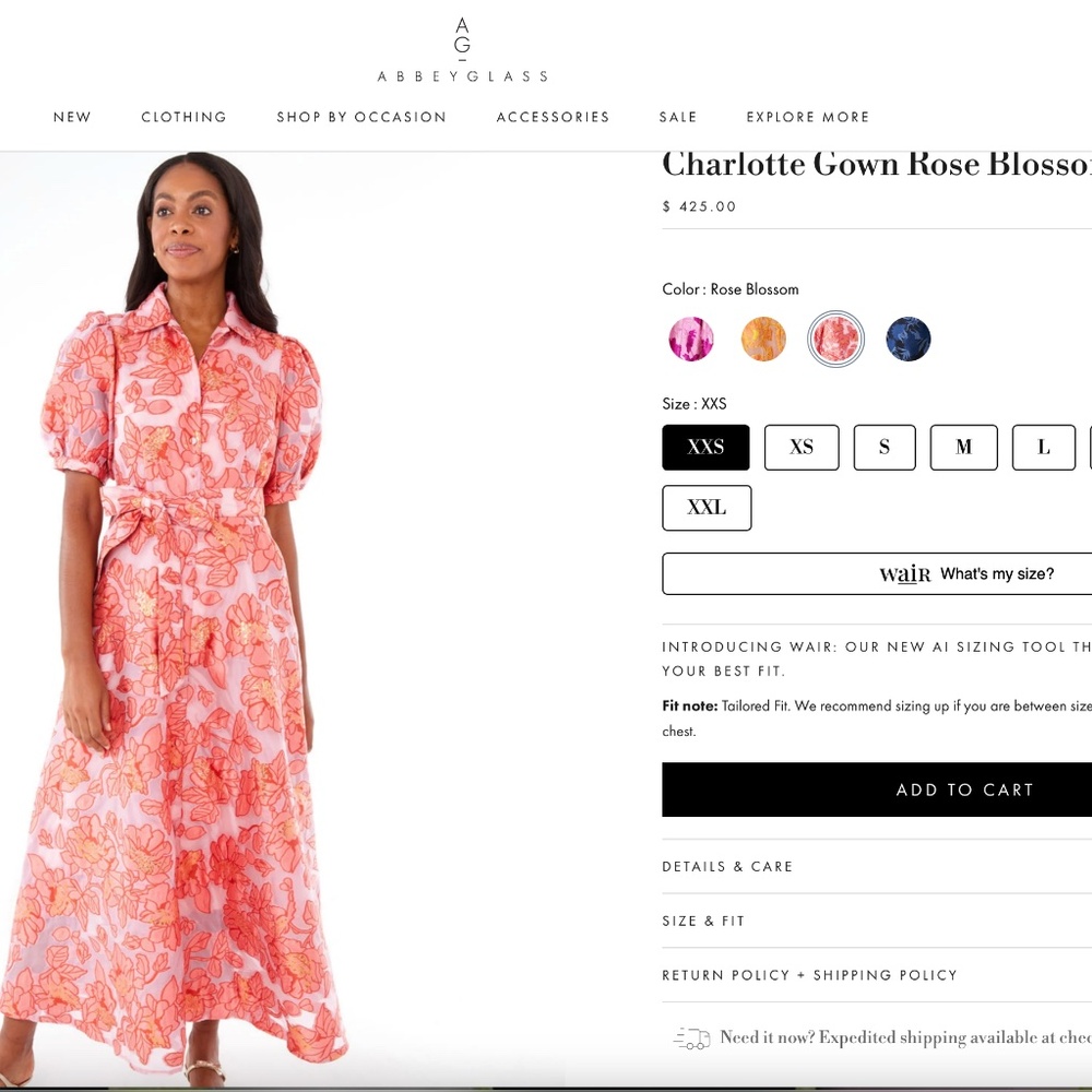 Abbey Glass Charlotte Gown Size Small NEW WITH TAGS